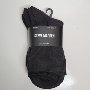 Steve Madden 6 Black Crew Socks 5 - 10